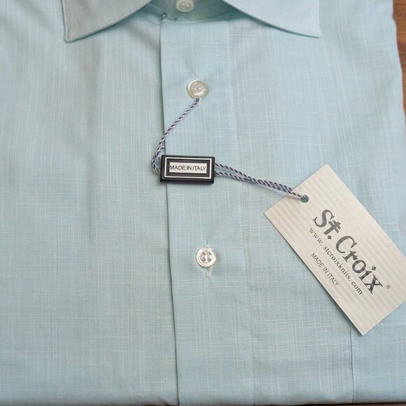 NWT $215$ ST. CROIX Shirt Button Down Long Sleeve Mens L Breeze Pale Blue Green - Picture 3 of 6